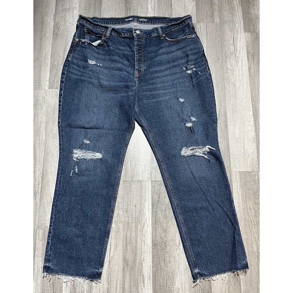 Old Navy Jeans Womens Size 18 High Rise Slouchy Straight Button Fly Denim
